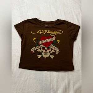 Ed Hardy Brown Crop Top
